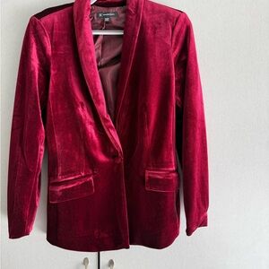INC International Concepts Velvet Blazer in Deep Red